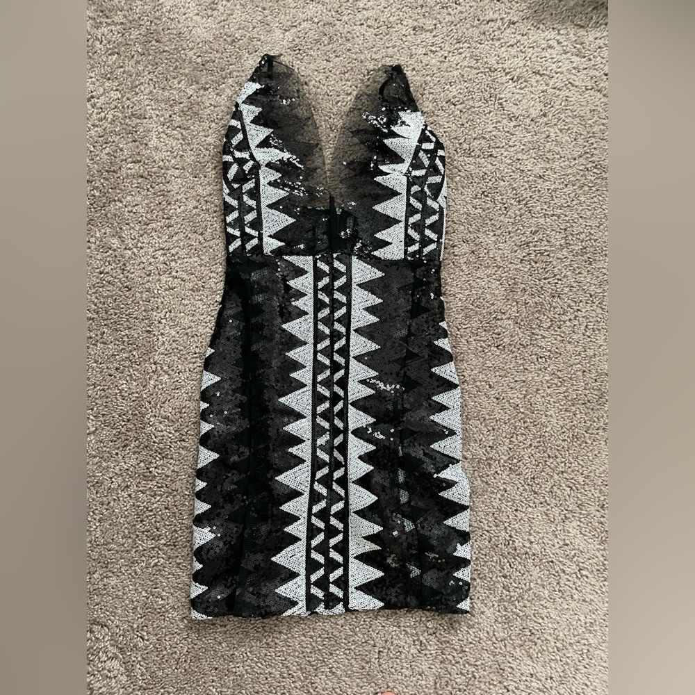 See through sequence strap dress